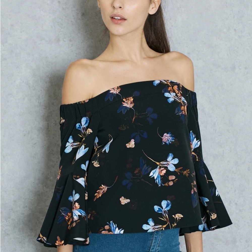Topshop Floral Bardot Top